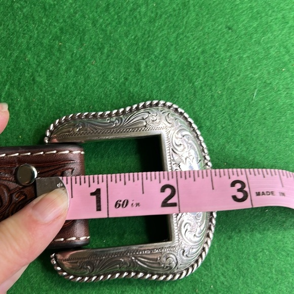 NOCONA BELT CO. LACING EMBOSSED FLORAL CONTRAST WESTERN MENS BELT   SZ 32 - Picture 10 of 14